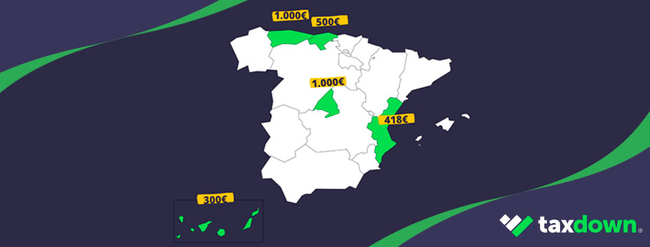 Mapa de España mostrando las deducciones para autónomos más altas por comunidad
